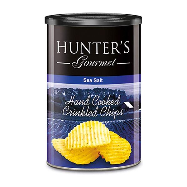 HUNTER'S POTATO CHIPS CRINKLED CHIPS SEA SALT CANNISTER 140G  