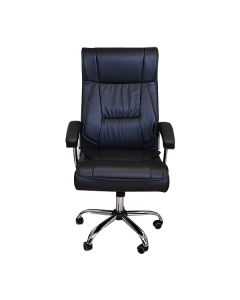 EXECUTIVE CHAIR WITH WHEELS CHROME LEATHER BLACK XH-9243