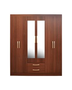 6-DOOR WARDROBE DOUBLE MIRRORS 2 DRAWERS WOODEN 