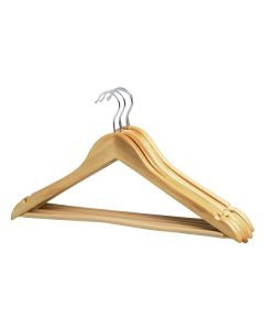HANGER ANTI-SLIP WOODEN STAINLESS STEEL 5PCS SET BROWN