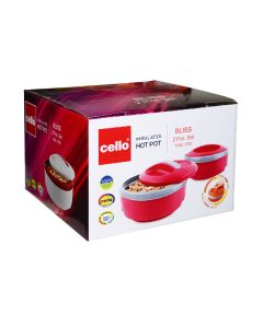 CELLO HOTPOT INSULATED BLISS 2PCS SET 1000/1700ML MIXED COLOURS