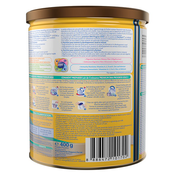SMA TODDLER MILK (PROGRESS GOLD 3) 400G 